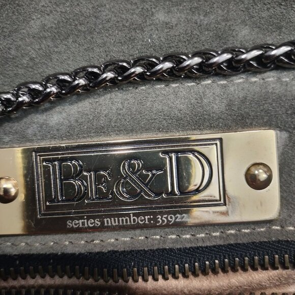 BE and D Suede Shoulder Bag Gray Python Embossed Rare Y2k Vintage Inspired - Picture 14 of 16